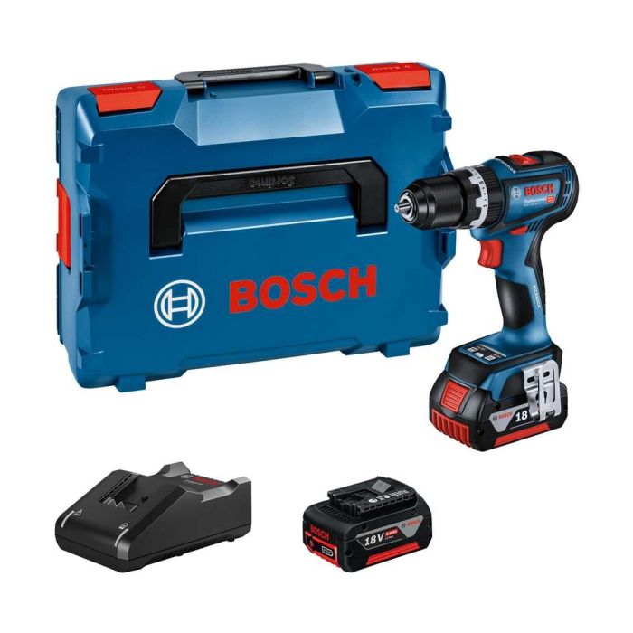 BOSCH - Masina de gaurit si insurubat cu percutie 64Nm, GSB 18V-90 C, cu 2 acumulatori Li-Ion 18V, 5.0Ah, incarcator GAL 18V - 40, valiza [06019K6106]