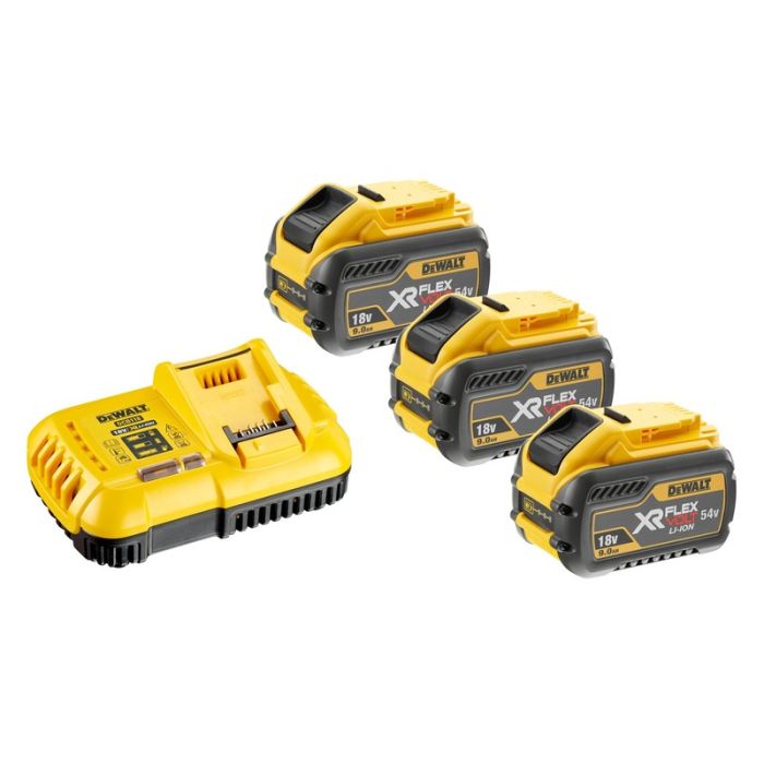 DeWALT - Set 3x acumulator Li-Ion XR Flexvolt 18/54V, 9.0Ah + incarcator [DCB118X3-QW]