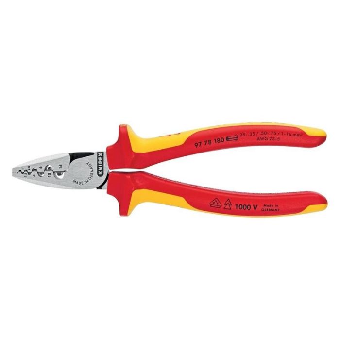 KNIPEX - Cleste de sertizare pentru ferule, 180mm, 0.25-16mm [9778180]