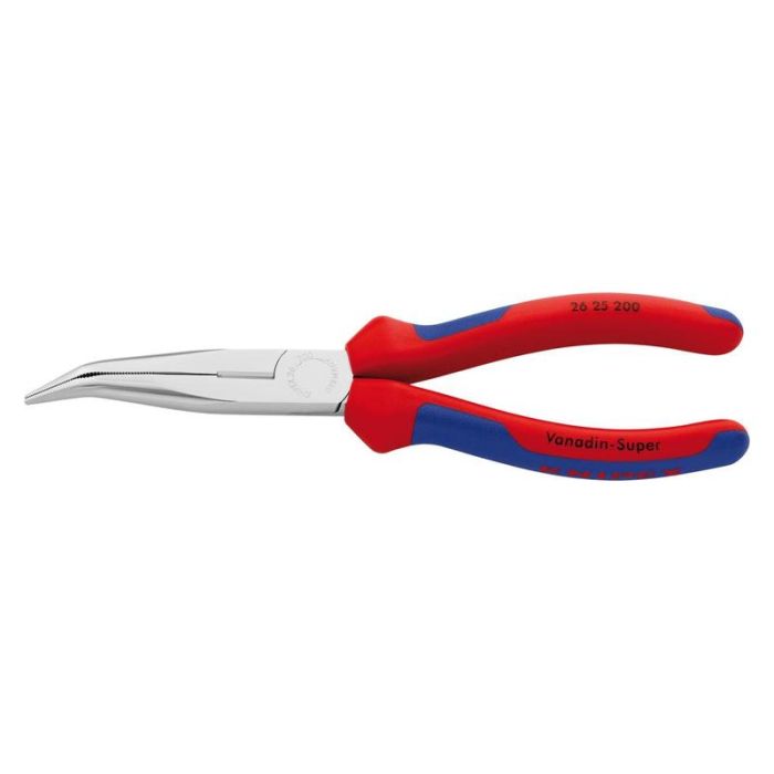 KNIPEX - Cleste plat si rotund cromat curbat cu manere multicomponent 200mm [2625200]