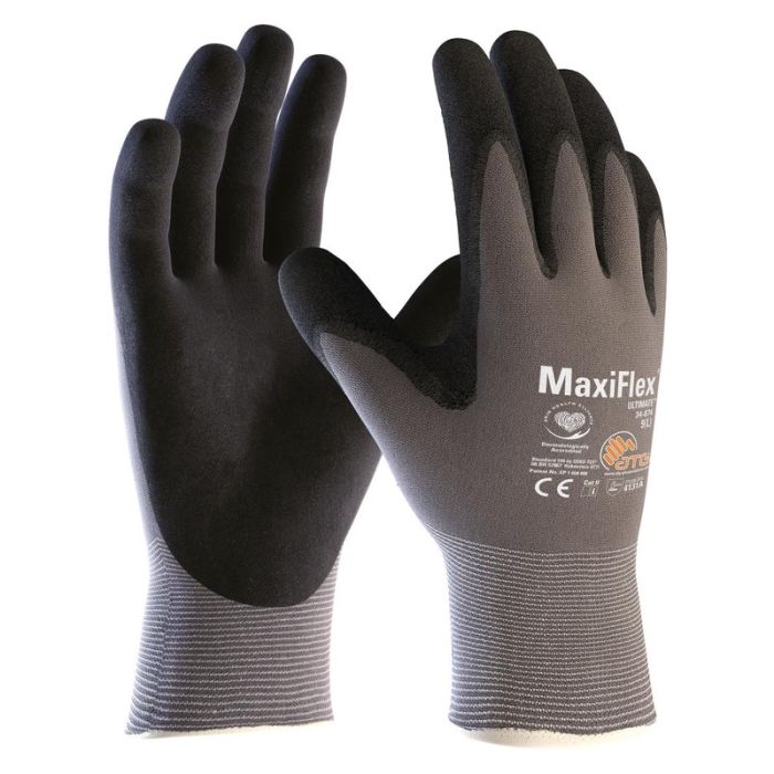 ATG - Manusi MaxiFlex Ultimate Knit, gri/negru, dimensiune 10 [2441/10]