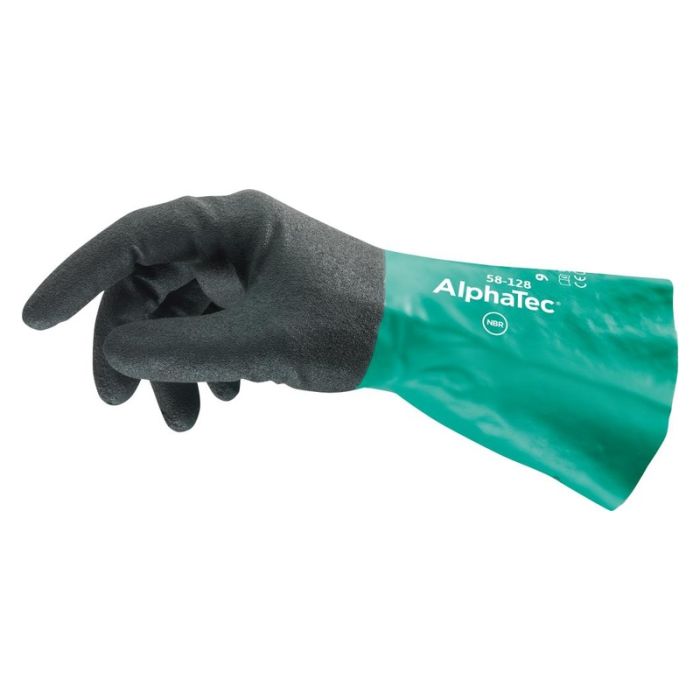 Ansell - Handsch.alphatec 58-128, dimensiune 10, negru/verde [58-128/10]