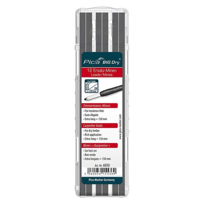 Pica - Set mine pentru creion de tamplarie BIG Graphite 2H [6050]