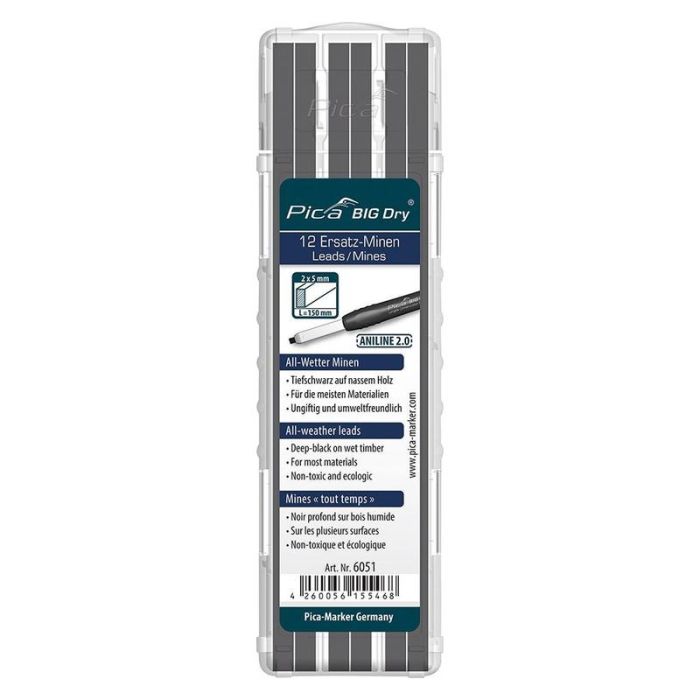 Pica - Set mine pentru creion de tamplarie BIG Dry ANILINE 2.0 Graphite [6051]