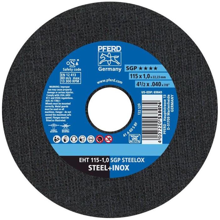 Pferd - Disc de debitatare drept A60SSG-INOX 115x1mm [61330421]