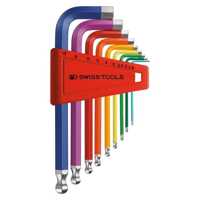 PB Swiss Tools - Set chei imbus 1.5-10mm Rainbow cap cu bila, 9 piese [PB212.H-10RB]