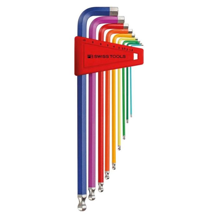 PB Swiss Tools - Set chei imbus 1.5-10mm Rainbow cap cu bila, 9 piese [PB212.LH-10RB]