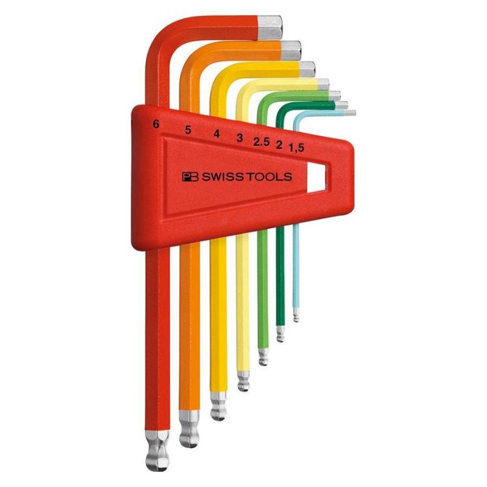 PB Swiss Tools - Set surubelnite imbus 1.5-6mm Rainbow cap cu bila, 7 piese [PB212.H-6RB]