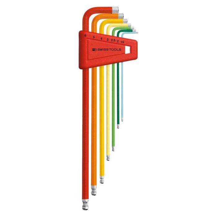 PB Swiss Tools - Set chei imbus 1.5-6mm Rainbow cap cu bila, 7 piese [PB212.LH-6RB]