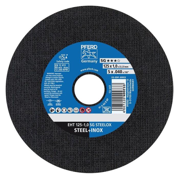 Pferd - Disc de debitatare drept A60RSG-INOX 125x1mm [EHT125-1,0A60RSG-INOX]