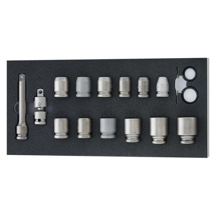 ASW - Set capete chei tubulare de impact 1/2" cu adaptor, 18 piese [4053569798099]