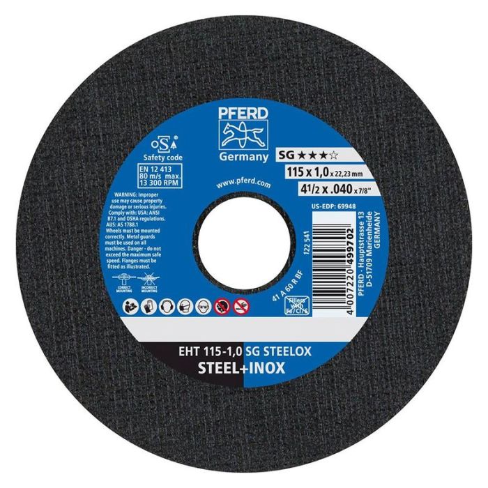 Pferd - Disc de debitatare drept A60RSG-INOX 115x1mm [EHT115-1,0A60RSG-INOX]