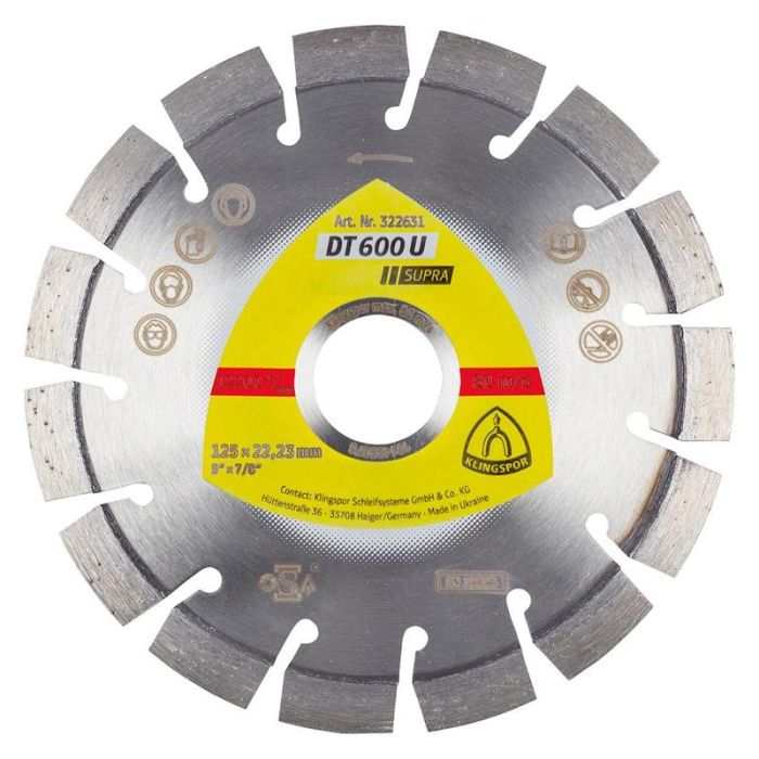 KLINGSPOR - Disc diamantat DT600U, 125x2.4x22.23mm [322631]