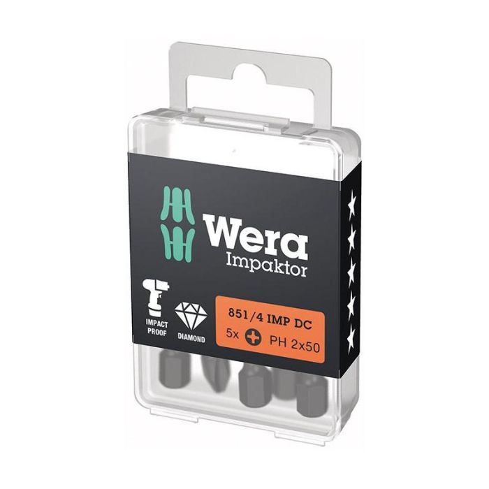 Wera - Set biti de impact 1/4" DIN3126, E6.3, PH2x50mm, 5 bucati [5057656001]