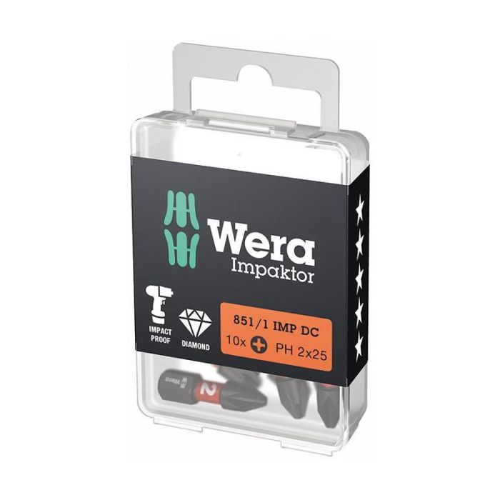 Wera - Set biti de impact 1/4" DIN3126, C6.3, PH2x25mm, 10 bucati [5157616001]