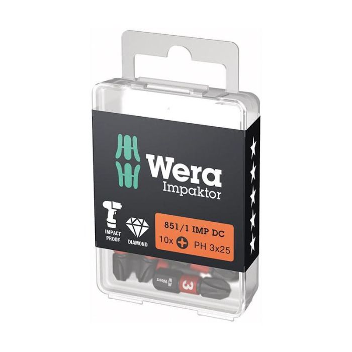 Wera - Set biti de impact 1/4" DIN3126, C6.3, PH3x25mm, 10 bucati [5157617001]