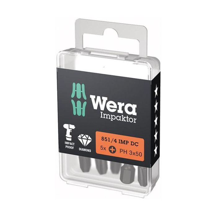 Wera - Set biti de impact 1/4" DIN3126, E6.3, PH3x50mm, 5 bucati [5057657001]