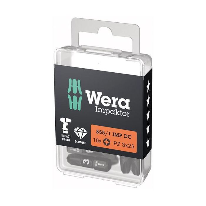 Wera - Set biti de impact 1/4" DIN3126, C6.3, PZ3x25mm, 10 bucati [5157622001]