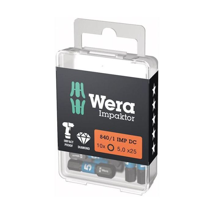 Wera - Set biti de impact 1/4" DIN3126, C6.3, HEX 5x25mm, 10 bucati [5157605001]