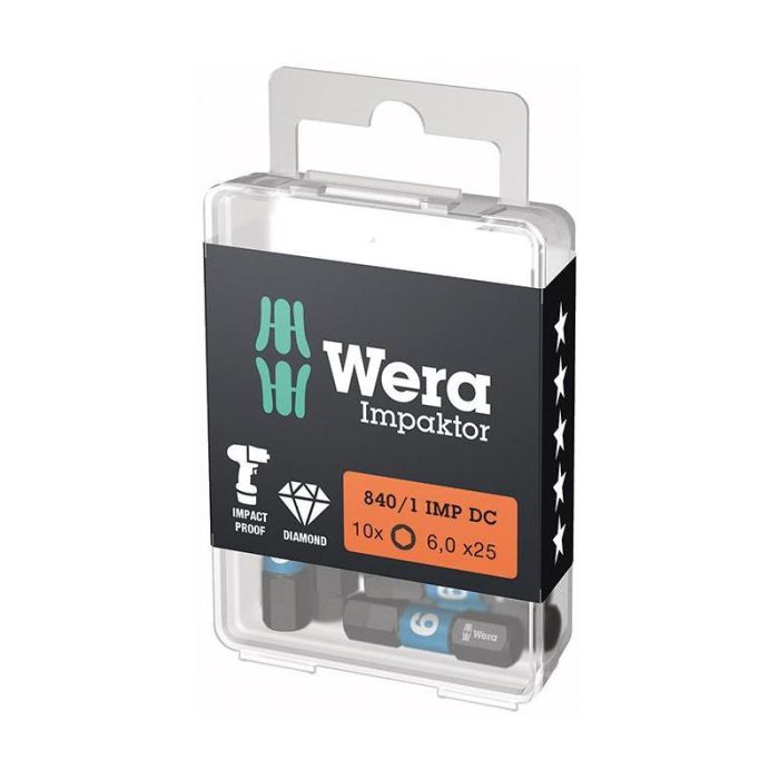 Wera - Set biti de impact 1/4" DIN3126, C6.3, HEX 6x25mm, 10 bucati [5157606001]