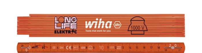 wiha - Rigla pliabila, Longlife, 2m, pentru electricieni, metrica, 10 segmente [WH42068]