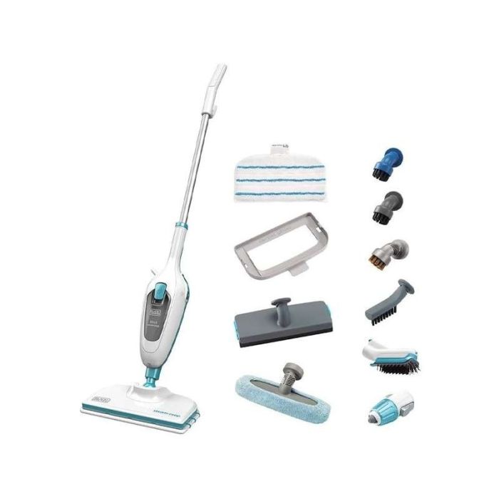 Black+Decker - Mop cu aburi 10 in 1, 0.38l, 1300W, alb-verde [FSMH13E10-QS]