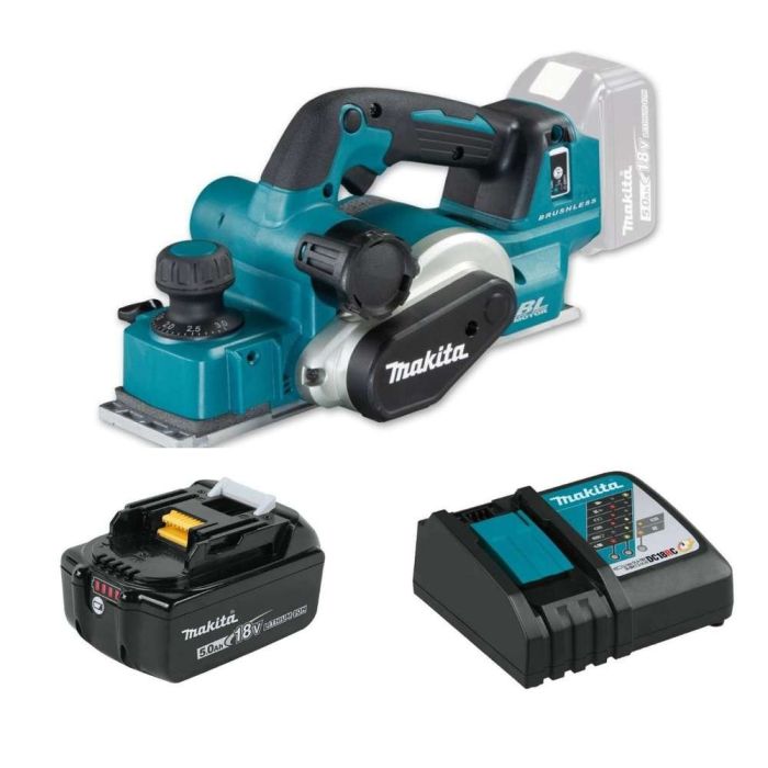 Makita - Rindea 82mm, 3mm, DKP181 cu acumulator Li-Ion LXT 18V 1x5.0Ah BL1850 si incarcator DC18RC [MET-14147]