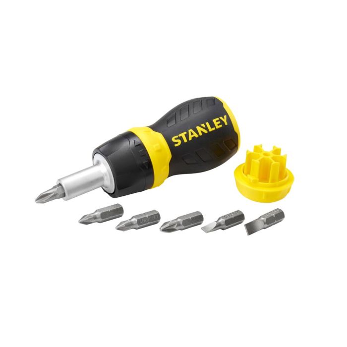 STANLEY - Surubelnita Stubby Multibit dublu sens varf magnetic / 7 piese [0-66-358]