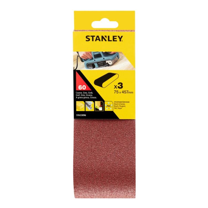 STANLEY - Benzi abrazive pentru slefuit 75x457mm, 60G, 3 bucati [STA33096-XJ]