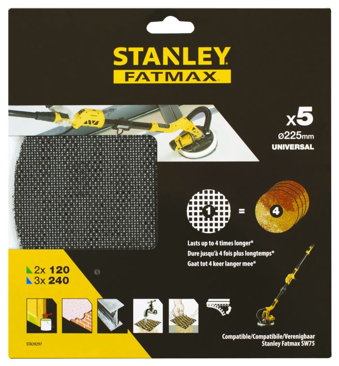 STANLEY - Foi abrazive 2×P120, 3×P240 pentru slefuitor pereti SFMEE500S, 5 bucati [STA39297-XJ]