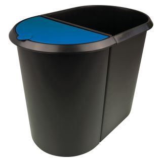 Cos de gunoi din doua bucati, model The Double, din plastic, 20 + 9 l, 270 x 440 x 348mm, negru albastru