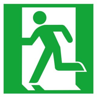 Semn de evacuare, iesire de urgenta in stanga, fara sageata directionala, 200 x 200 mm, autoadeziv, SAFETY MARKING