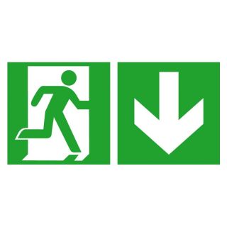 Semn de evacuare, iesire de urgenta dreapta in jos, 400 x 200 mm, autoadeziv, SAFETY MARKING