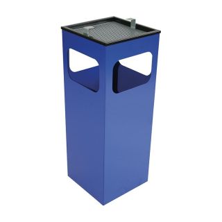 Cos de gunoi cu scrumiera integrata, model Kuba, 29 l, 250 x 250 x 655 mm, albastru