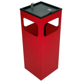 Cos de gunoi cu scrumiera integrata, model Kuba, 29 l, 250 x 250 x 655 mm, rosu