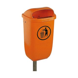 Cos colectare deseuri, din plastic, 50 l, 430 x 310 x 735 mm, montare pe perete sau stalp, portocaliu, DIN 30712