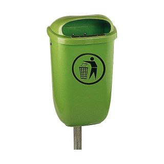 Cos colectare deseuri, din plastic, 50 l, 430 x 310 x 735 mm, montare pe perete sau stalp, verde, DIN 30712