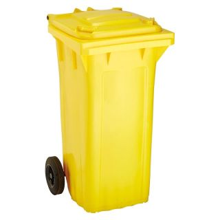 Tomberon gunoi WAVE, 120 l, 482 x 552 x 993 mm, din HDPE, DIN EN 840-1, galben