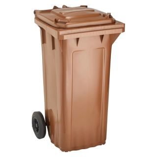 Tomberon gunoi WAVE, 120 l, 482 x 552 x 993 mm, din HDPE, DIN EN 840-1, maro
