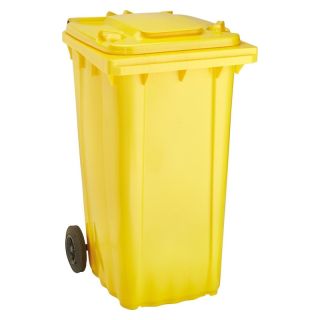Tomberon gunoi WAVE, 240 l, 580 x 730 x 1067 mm, din HDPE, DIN EN 840-1, galben
