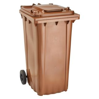 Tomberon gunoi WAVE, 240 l, 580 x 730 x 1067 mm, din HDPE, DIN EN 840-1, maro