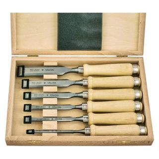 Set dalti pentru lemn, forma ulm, 6 - 26 mm, 6 buc, DIN 5139, in cutie de lemn, ULMIA