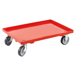 Carucior de transport pentru cutii Euro, 415 x 615 mm, portanta 250 kg, roti Ø 100 mm, rosu, cu podea inchisa