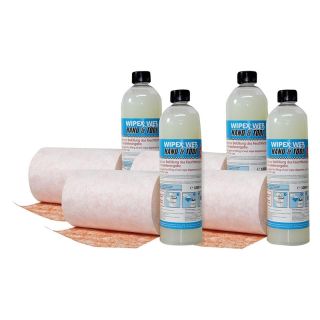 Laveta din material textil WET Hand & Tool, 20 x 38 cm, 4 x 120 foi si 4 sticle de 1 l solutie de curatare