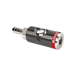 Cupla rapida de siguranta, cu buton, NW 7.4, duza pentru furtun 6 mm, SW 21 mm, RIEGLER