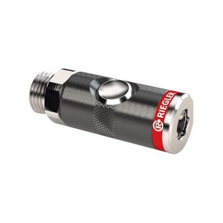 Cupla rapida de siguranta, cu buton, NW 7.4, filet exterior G3/8", SW 21 mm, RIEGLER