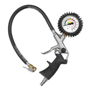 Pistol de umflat roti cu manometru, necalibrat, 0-12 bar, furtun cu mufa de conectare NW 7.2, RIEGLER