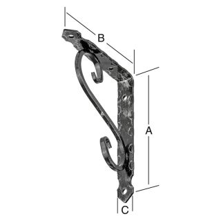 Consola din fier forjat, 200 x 150 x 20 x 3 mm, neagra, 4 perforatii pentru insurubare, VORMANN