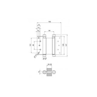 Balama pentru usi batante Nr.33, inox, pentru usi cu greutate max. 27kg, DENI