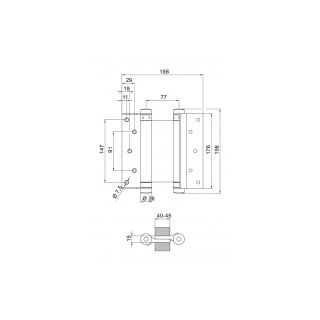 Balama pentru usi batante Nr.39, otel, blank, pentru usi cu greutate max. 55kg, DENI